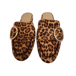 Ann Taylor Dyed Calf Hair Real Fur Animal Print Slip On Mules Women Size 7M